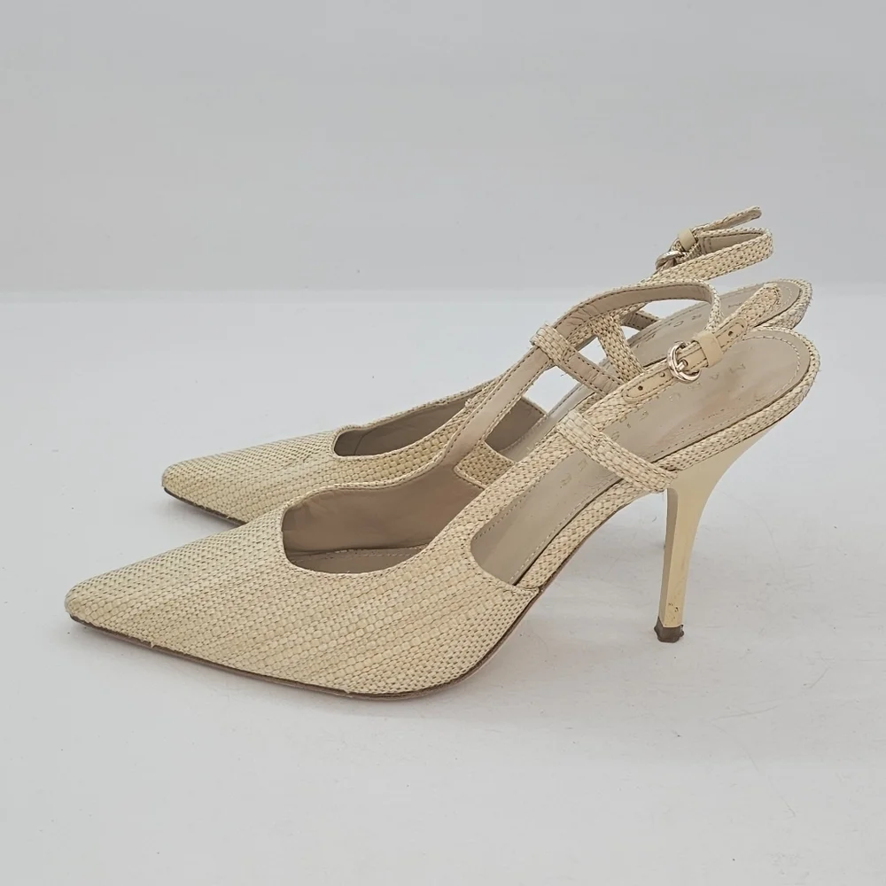 Marc Fisher LTD Torry Slingback Pumps Light Natural Textile Women’s Size 7